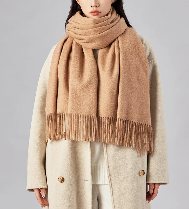 Sciarpa calda casual in tinta unita da donna invernale Scaldacollo in morbido poliestere Accessorio alla moda per la stagione fredda 2