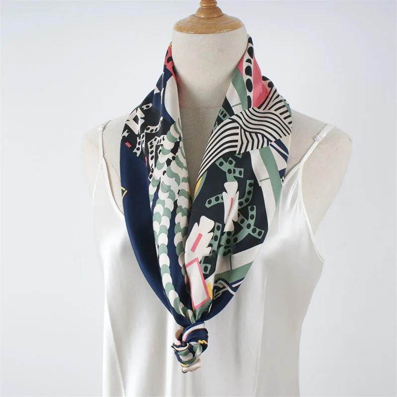 2025 Primavera Sciarpa di seta 100% Scialle Moda stampata Sciarpe di seta reale Fazzoletto da collo per donna 3