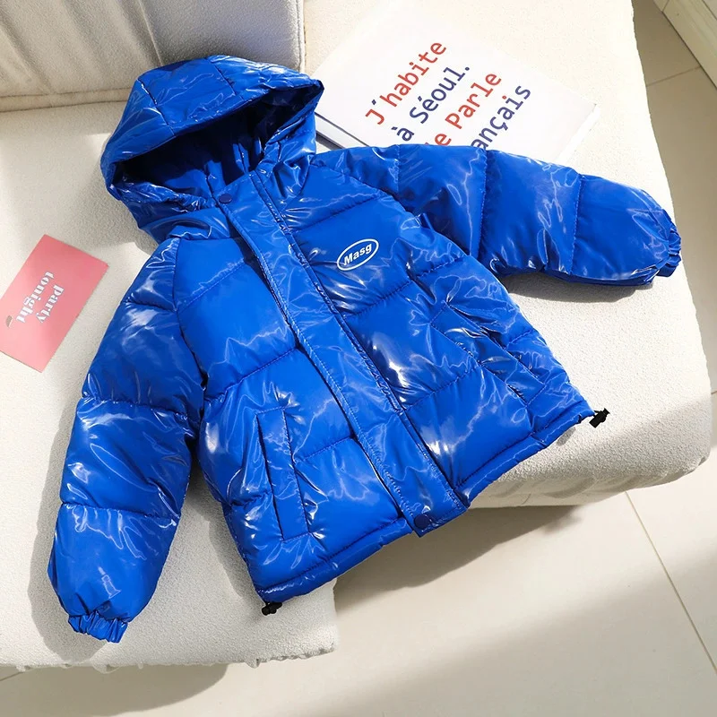 Piumino per bambini Cappotto ispessito per ragazze Ragazzi Parka caldi Abiti invernali in cotone con cappuccio Autunno Bambini Capispalla casual senza lavaggio 4