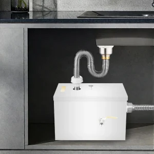 Intercettore per trappola per grasso in acciaio inossidabile da 20 litri Separatore d'acqua per olio di filtraggio a 4 stadi per lavello della cucina, ristorante, camion alimentare 1