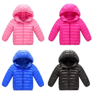 2024 Autunno Ragazze Piumini Ragazzi Moda Cappotti sottili caldi Primavera Abbigliamento per bambini Bambini grandi Casual Capispalla con cerniera con cappuccio 1