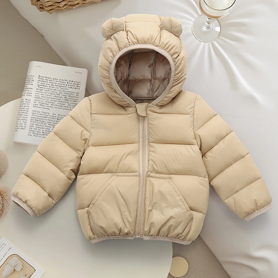2025 Autunno Inverno Nuovi bambini Per il tempo libero Giacca calda con cappuccio per ragazze Parka Neonati maschi Cappotti caldi Cerniera Tuta sportiva Abbigliamento per bambini 3