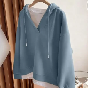 ZANZEA Felpe con cappuccio da donna Felpe con cappuccio a maniche lunghe moda Pullover casual solidi larghi 2025 Maglioni autunno inverno Top eleganti 1