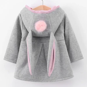 Primavera neonate giacche carino orecchio di coniglio cotone autunno bambini capispalla bambini cappotti con cappuccio 1 2 3 4 5 anni bambino ragazza cappotto 1