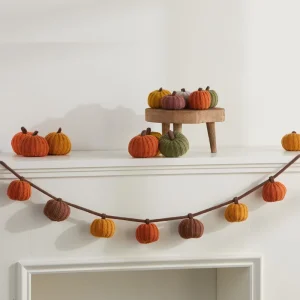 Ghirlanda di zucca lavorata a maglia per caminetto Halloween Autunno Mantel Decorazione per libreria Accessori per feste Baby Shower Regalo di compleanno 1