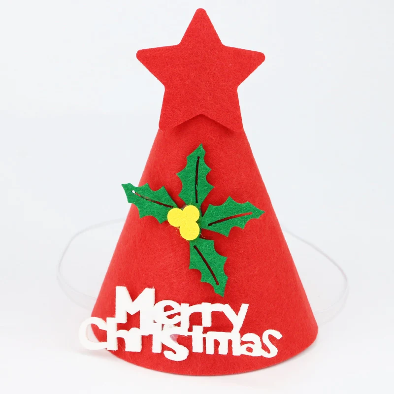 (1 pz/borsa) 17*12 cm Natale Cartoon Cappello da festa Decorazione natalizia Cappello in feltro non tessuto Fatto a mano fai da te 3