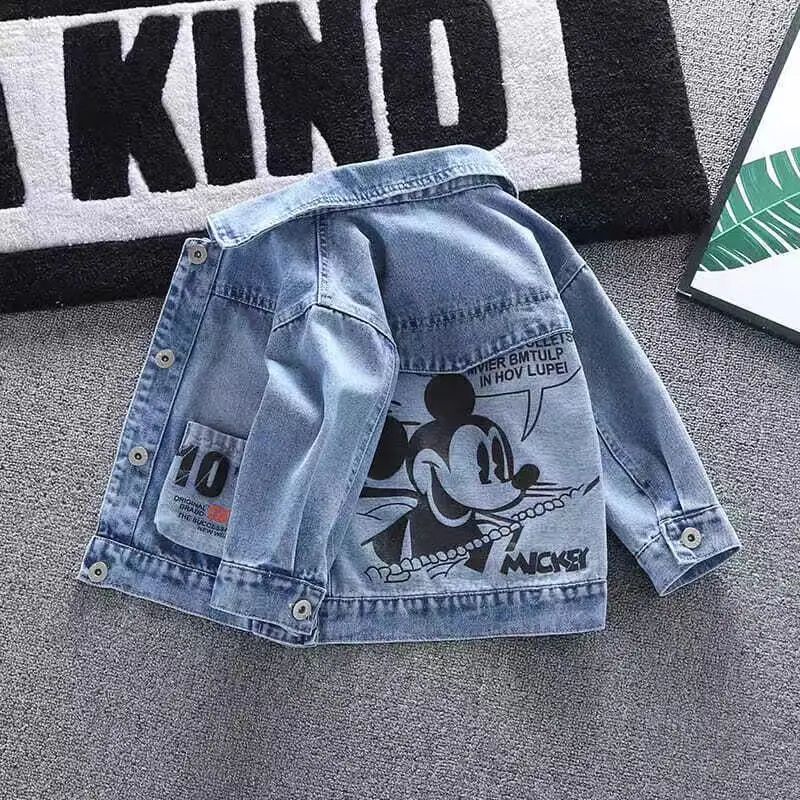Giacca di jeans di Topolino per ragazzi Cappotti di moda Abbigliamento per bambini Autunno Neonate Vestiti Capispalla Cartoon Jean Giubbotti Cappotto 5