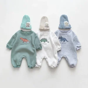 Nuovo arrivo Cartoon Dino Print Baby neonato pagliaccetti neonate tute manica lunga ragazzi abbigliamento un pezzo 1