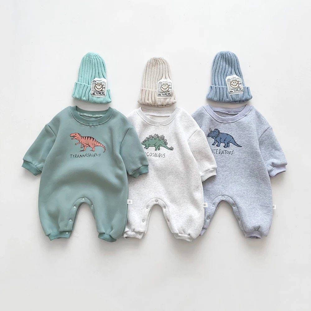 Nuovo arrivo Cartoon Dino Print Baby neonato pagliaccetti neonate tute manica lunga ragazzi abbigliamento un pezzo 1