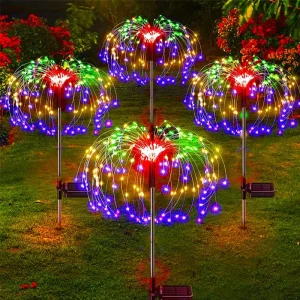 Luci solari a LED per fuochi d'artificio Decorazione da giardino Lucine Lampada da giardino impermeabile per esterni con tarassaco per decorazioni da giardino 1