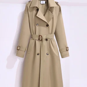 Nuovo 2025 donna giacca a vento stile britannico streetwear doppio petto trench lungo donna elegante autunno inverno giacche casual 1