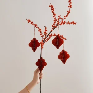 Ornamento natalizio 3D Pendenti pendenti pendenti a nido d'ape in carta rossa Decorazione natalizia 2026 Forniture per decorazioni per matrimoni di Capodanno Navidad 1