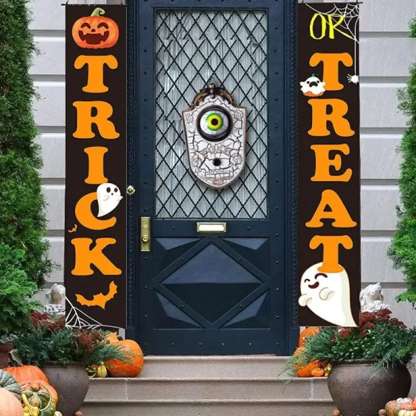Decorazione di Halloween Campanello con un occhio Puntelli horror Giorno del fantasma Incandescente Casa Appesa Campanello elettrico luminoso con bulbo oculare 4