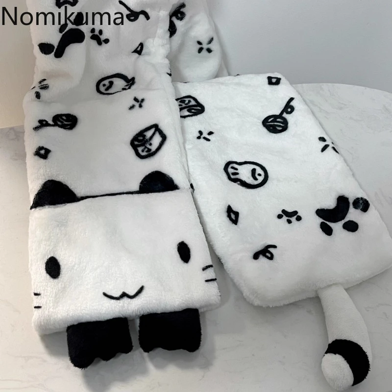 Moda Nuova Sciarpa 2025 Autunno Inverno Donna Sciarpa carina Gatto Cartoon Sciarpa di lana addensata per le donne Ragazze calde Piccolo scialle femminile 3