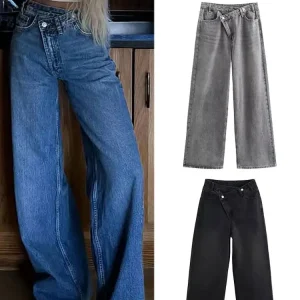 HH 2025 Jeans dritti alla moda da donna estivi Vita alta Cerniera vintage Jeans casual da donna Pendolarismo Streetwear Y2K 1