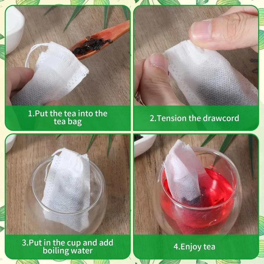 100-1000 Pz Usa E Getta Colino Da Tè Sacchetto Non Tessuto Sacchetto di Tè Coulisse Sigillo Colino Sacchetto Utensili Da Cucina Utensili Da Cucina 5