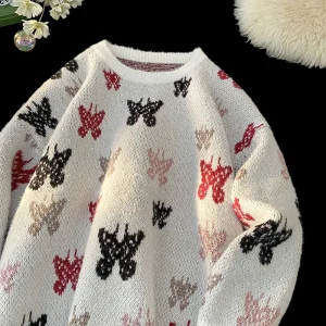Pullover oversize da uomo modello farfalla lavorato a maglia vestibilità ampia morbido caldo 2025 maglione autunno inverno maglieria casual per uomo donna 1