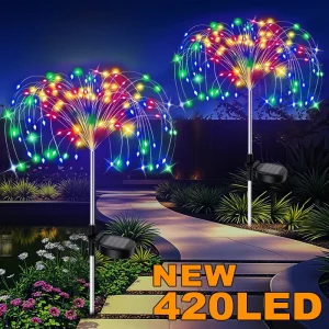 Luci per fuochi d'artificio da 420 LED Decorazioni da giardino Luci per fiori impermeabili per esterni a energia solare per patio, passerella 1