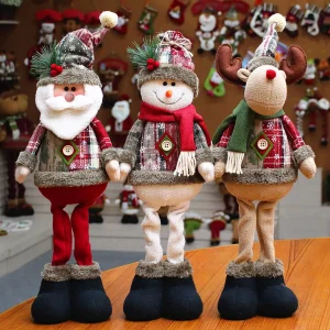 Babbo Natale Pupazzo di neve Alce Bambola Peluche estensibile Regalo di Natale per bambini Decorazione dell'albero di Natale Decorazione della festa a casa 1