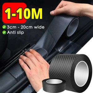 1-20m Nano Carbon Fiber Car 3D Tape Sticker Door Mirror Paste Protector Strip protezione fai da te pellicola protettiva adesivo impermeabile Nastro in Fibra di Carbonio per Auto Porte Specchi Film Protettivo Fai-da-te 1
