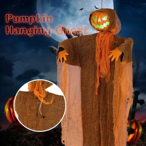 2024 Halloween Hanging Pumpkin Hanging Head Green Light spaventoso Voice Ghost House Pumpkin Head Prop decorazione del cortile di Halloween 1
