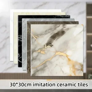 Adesivi murali in marmo imitazione PVC Adesivi per pavimenti autoadesivi Decalcomanie impermeabili per la decorazione del bagno del soggiorno 30 * 30 cm 1