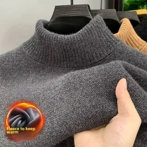 Nuovo maglione a collo alto casual da uomo calore morbido spesso maglione pullover confortevole di alta qualità canottiera lavorata a maglia in velluto slim fit 1