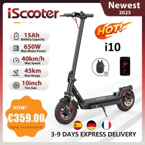 IScooter i10 Scooter elettrico 10 pollici 650W 15Ah Scooter elettrico pieghevole Kick Scooter gamma massima 45km eScooter elettrico Whit APP 1