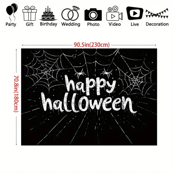 Tessuto di sfondo di Halloween, decorazione di ragnatela, decorazione per feste a tema zucca, tessuto per atmosfera di Halloween 4