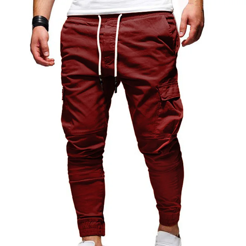 Pantaloni Oversize da uomo 2021 nuovi pantaloni Cargo solidi Casual pantaloni da uomo pantaloni con coulisse vita elastica pantaloni sportivi da uomo Streetwear 6
