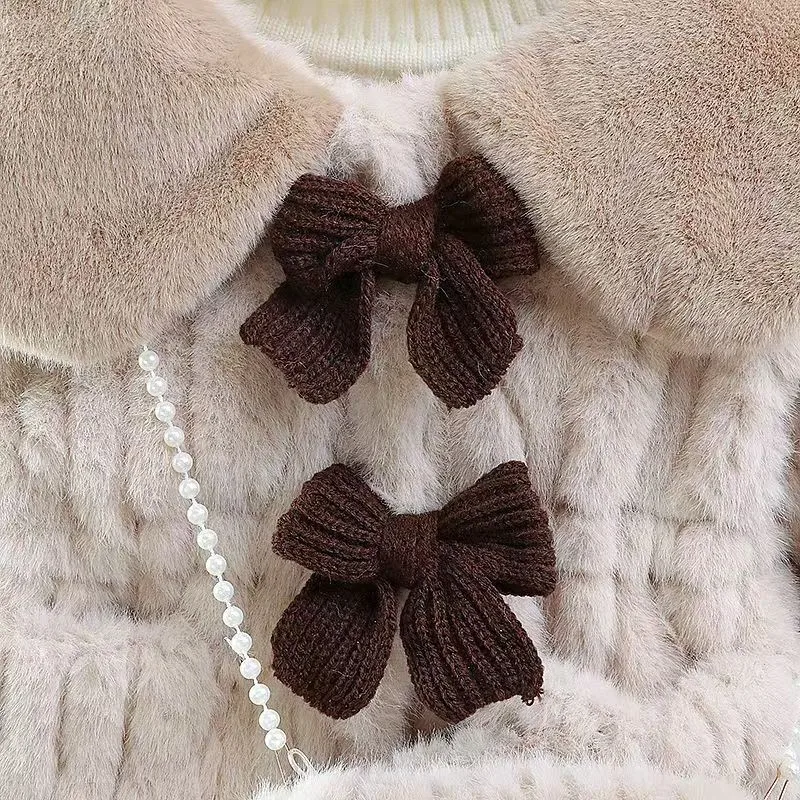 Bambini Ragazze Bambino Soffici Giubbotti Bambini Pelliccia Sintetica Fiocco Cappotti Inverno Spessore Caldo Tuta Sportiva Risvolto Abiti Casual 1-5 Anni 6