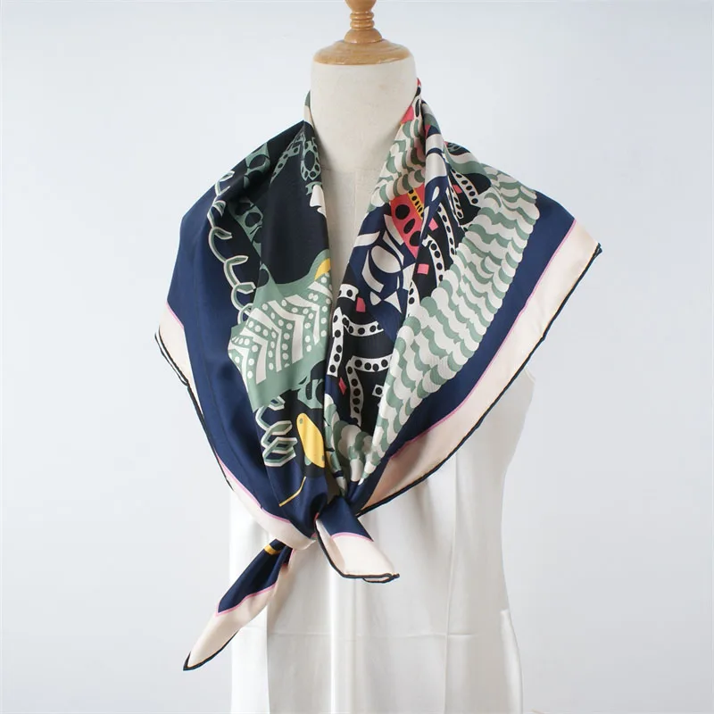 2025 Primavera Sciarpa di seta 100% Scialle Moda stampata Sciarpe di seta reale Fazzoletto da collo per donna 2