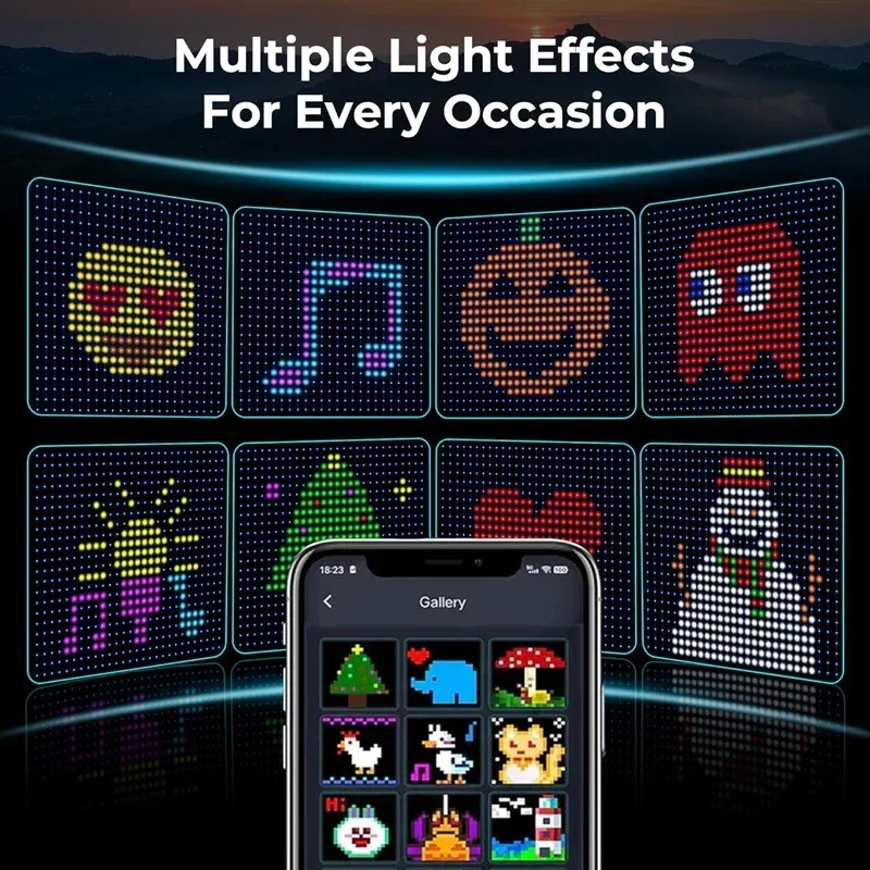 Luci per tende intelligenti Controllo app Bluetooth Stringa LED RGB Luce fata impermeabile USB Modello di testo fai-da-te Display Decorazioni per la stanza delle feste 4