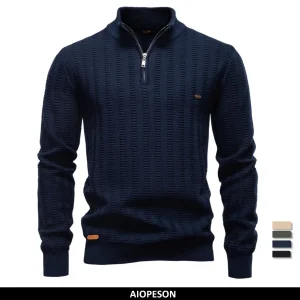 AIOPESON Pullover a righe di lusso da uomo Maglieria in cotone stile vecchio denaro Spessore caldo girocollo Maglione sociale invernale da uomo 1