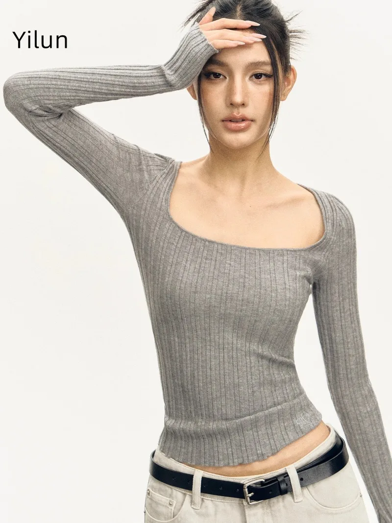 Yilun Design retrò alla moda di fascia alta sensazione base t-shirt a maniche lunghe abbigliamento primaverile da donna 2025 nuovo articolo 3