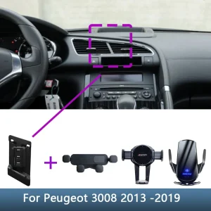Per Peugeot 3008 2013 2014 2015 2016-2019 Supporto per telefono per auto Speciale staffa fissa Base di ricarica wireless Accessori interni 1