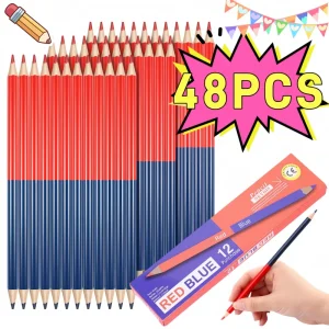 48-12 pz/scatola Matita di Legno Colorata a Doppio Attacco Rosso e Blu HB Costruzione Lavorazione del Legno Laboratorio Plotting Mark Cancelleria da colorare 1