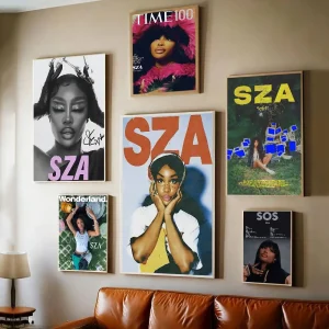 Cantante americano Star SZA Poster artistico autoadesivo Adesivo da parete fantasia per soggiorno Decorazione bar Pittura decorativa vintage 1