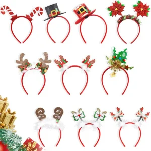 Fasce natalizie Pupazzo di neve Corna di renna Fascia Cappello da Babbo Natale Corna Cerchietto per capelli Fasce festive per le vacanze in plastica 1