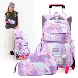 Zaino da scuola per bambini con ruote zaino rotante per ragazze zaino con ruote per studenti Trolley da scuola Trolley da viaggio 1