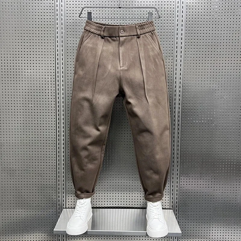 Abbigliamento uomo Autunno Inverno Nuovo 2024 Pantaloni casual a gamba larga di lana per uomo Pantaloni Harlan larghi tutto-fiammifero Pantalones Hombre 4