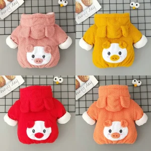 0-36 mesi vestiti per neonata carino Piggy con cappuccio giacca per neonati inverno caldo capispalla in pile per ragazze cappotto regalo di compleanno 1