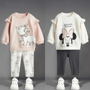 Cartoon Cute Baby Girls Felpa Abiti Primavera Autunno Abbigliamento per bambini Abito a maniche lunghe Allentato Casual Tute per bambini 1-6Y 1