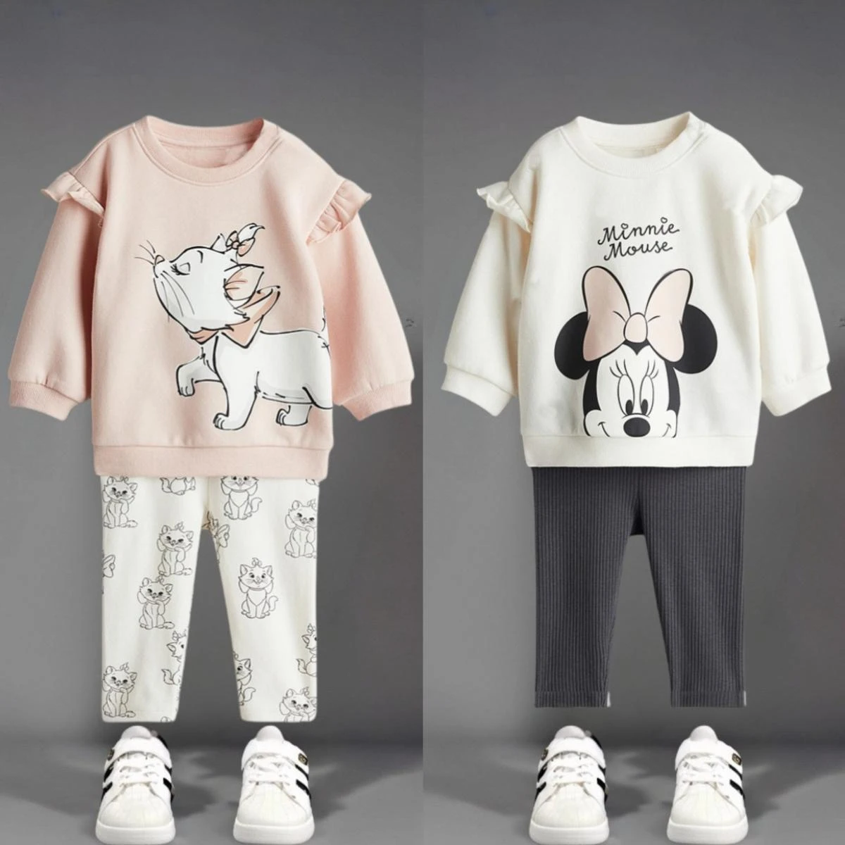 Cartoon Cute Baby Girls Felpa Abiti Primavera Autunno Abbigliamento per bambini Abito a maniche lunghe Allentato Casual Tute per bambini 1-6Y 1