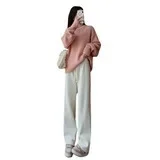 Autunno Inverno Nuovo Stile Pantaloni di velluto a coste foderati in pile Gamba larga Casual Taglio dritto Pantaloni versatili comodi alla moda da donna 5