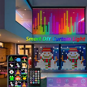 Luci per tende intelligenti Controllo app Bluetooth Stringa LED RGB Luce fata impermeabile USB Modello di testo fai-da-te Display Decorazioni per la stanza delle feste 1