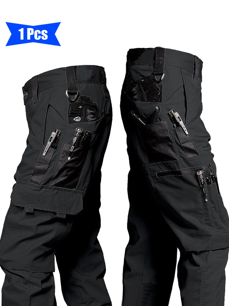 Pantaloni tattici da uomo, pantaloni cargo multitasche durevoli per lavori di costruzione all'aperto, escursioni ed trekking, pantaloni tattici casual 1