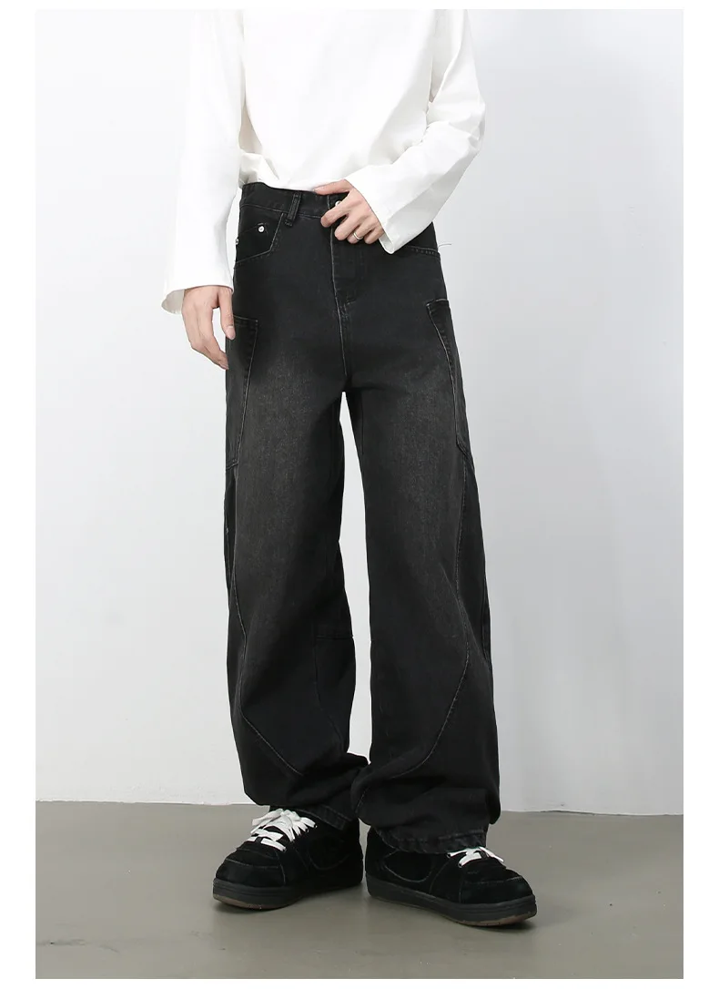Pantaloni jeans larghi da uomo Jeans larghi rosa da uomo Pantaloni larghi di fascia alta Jeans larghi in denim larghi Pantaloni alla moda stile streetwear 5