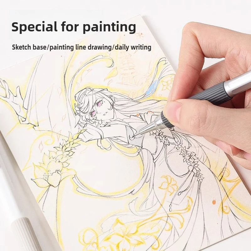 LANGUO Matita meccanica in metallo a bassa gravità per disegno con impugnatura morbida 0,3/0,5/0,7 mm Set di matite HB con mine Materiale scolastico di cancelleria 4