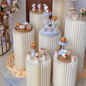 Carta cilindrica pieghevole Decorazione festival Sfondo Ornamento Torta nuziale Stand Tavolo da dessert Festa di compleanno Ramadan Decora 1
